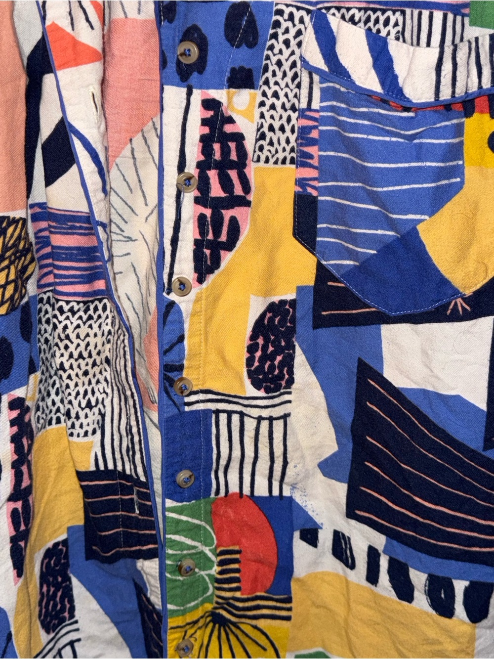 Anthropologie pj top Colorful Abstract Print Button-Up Shirt - Picture 2 of 4